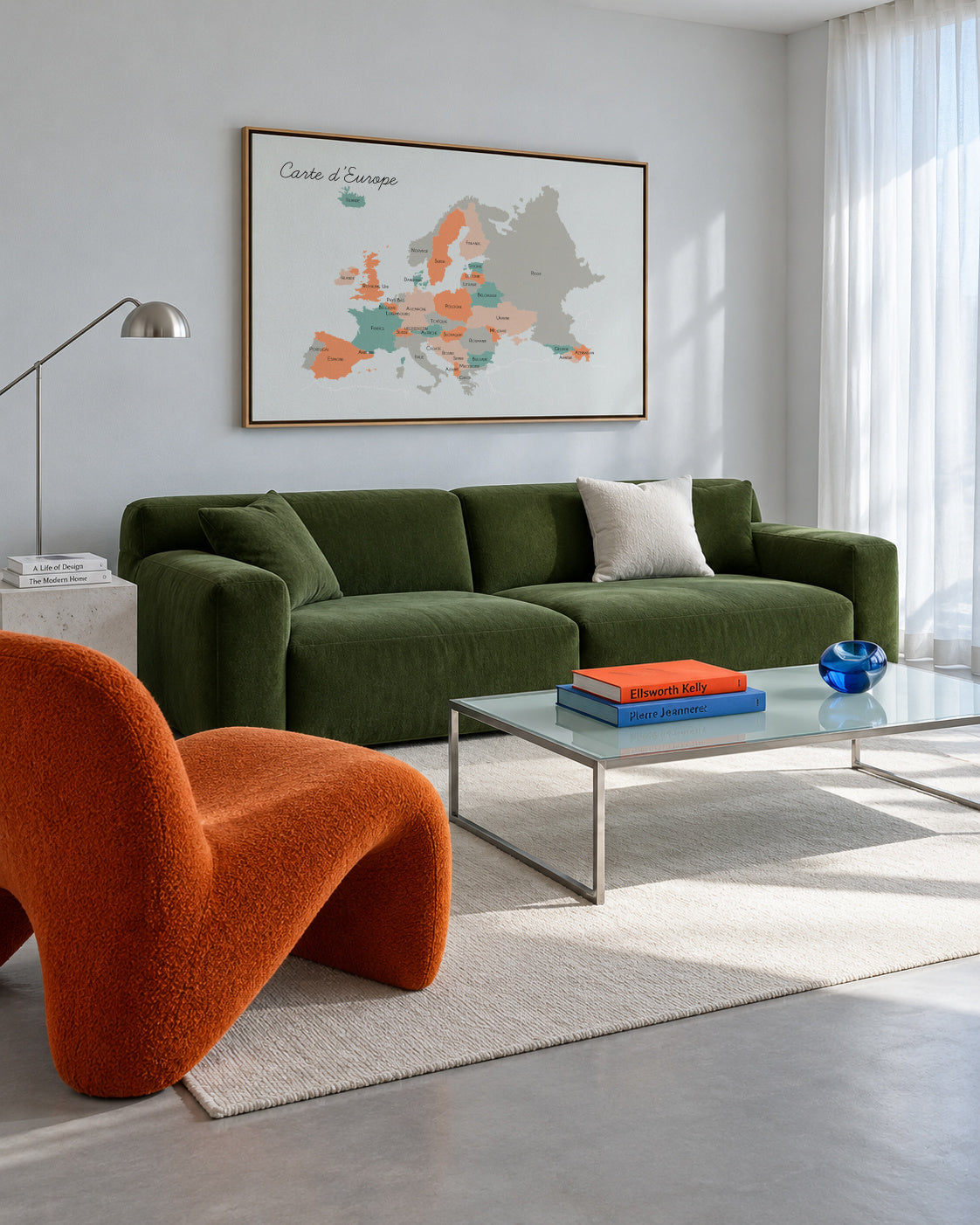 Carte d’Europe (french) - Framed canvas in an interior