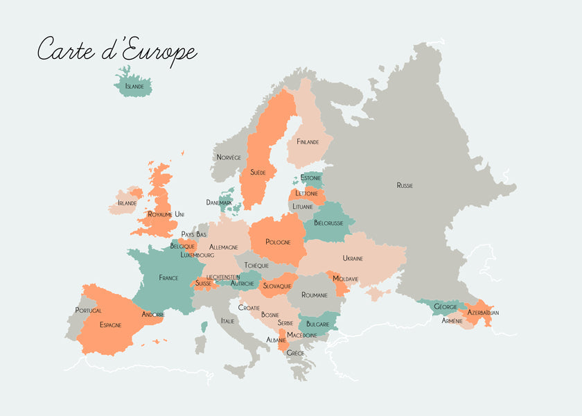 Kökskonst Europakarta i mjuka pasteller