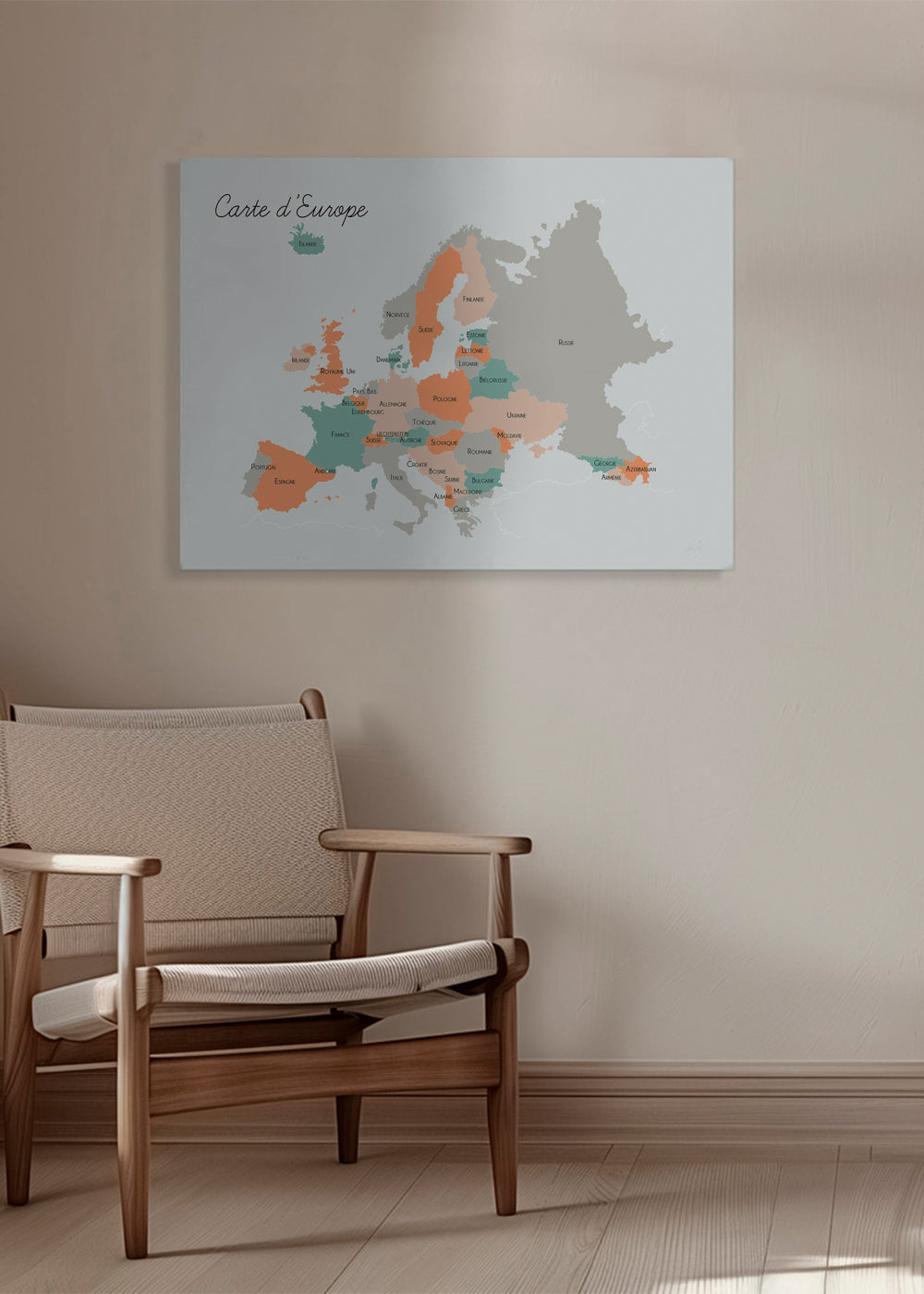 Kökskonst Europakarta i mjuka pasteller