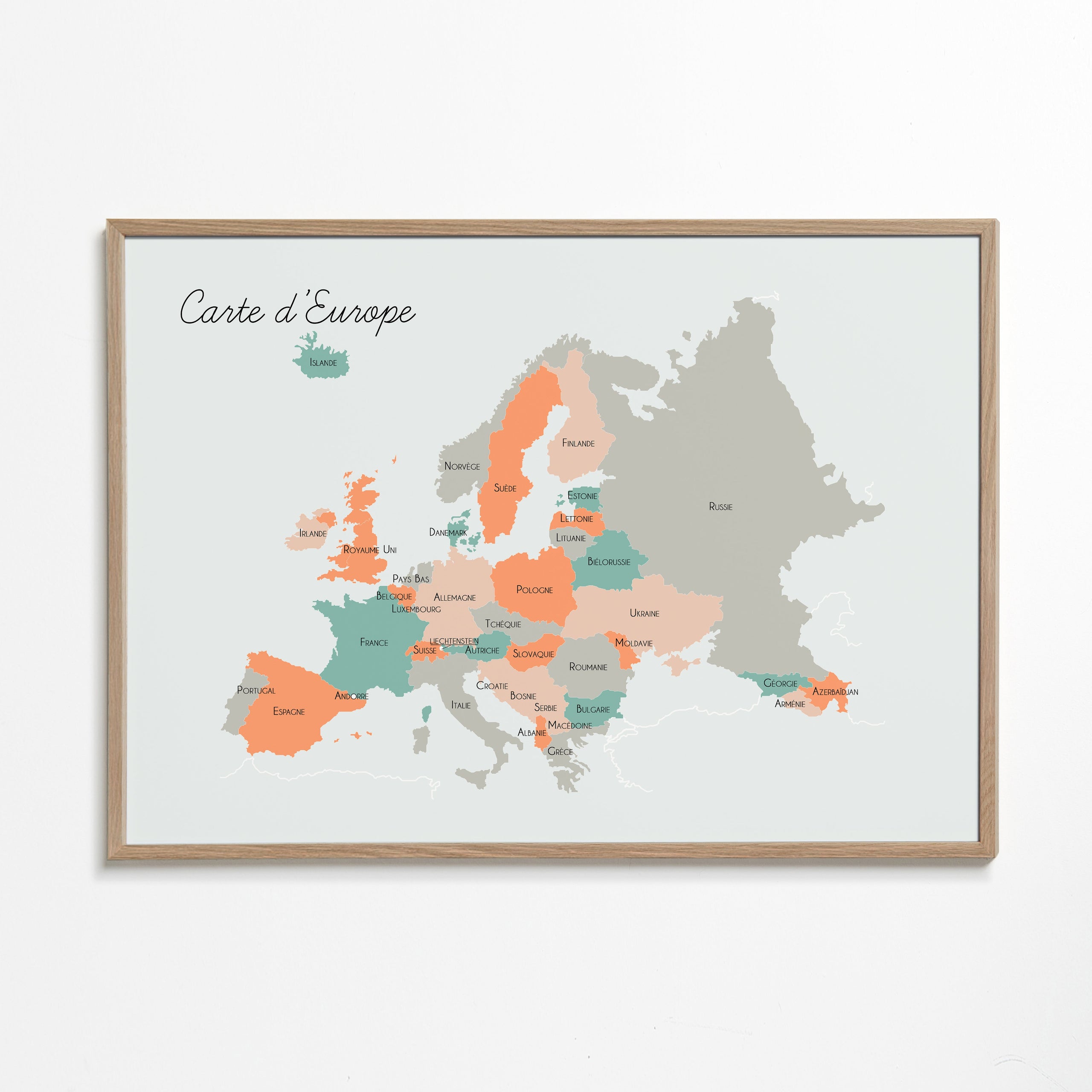 Kökskonst Europakarta i mjuka pasteller