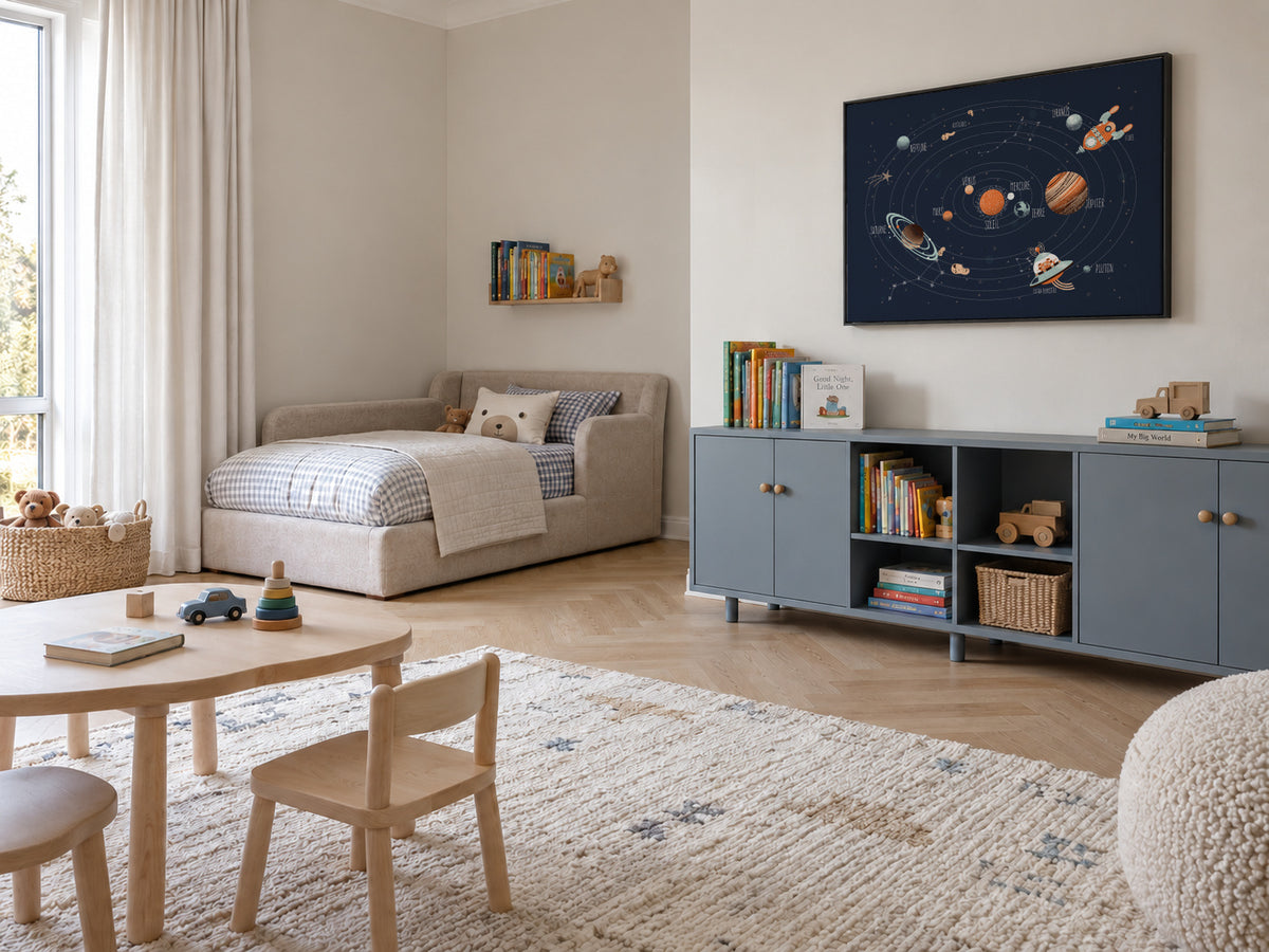 Space - Le Système Solaire (french) - Framed canvas in an interior