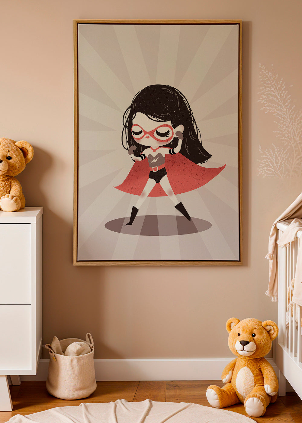 Barnposter: Superhjältinna med röd cape