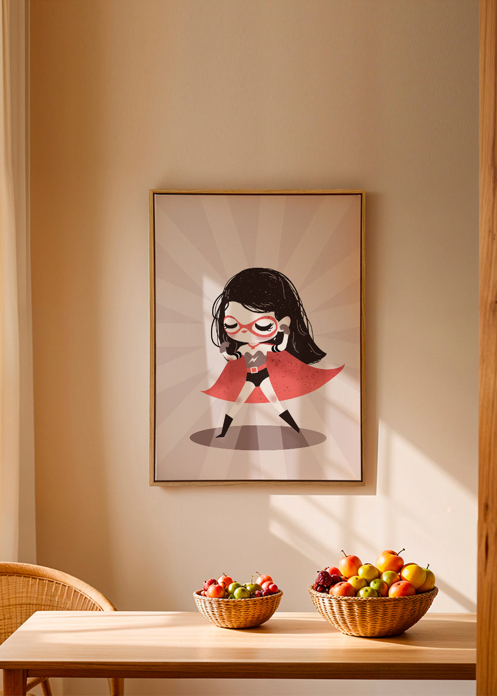 Barnposter: Superhjältinna med röd cape