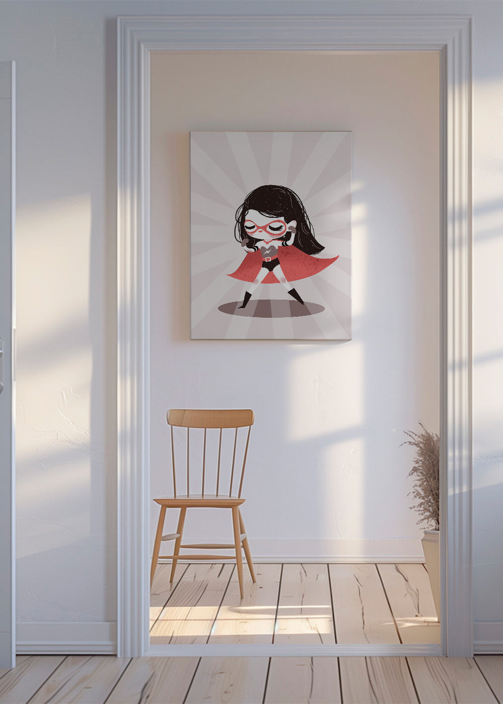 Barnposter: Superhjältinna med röd cape