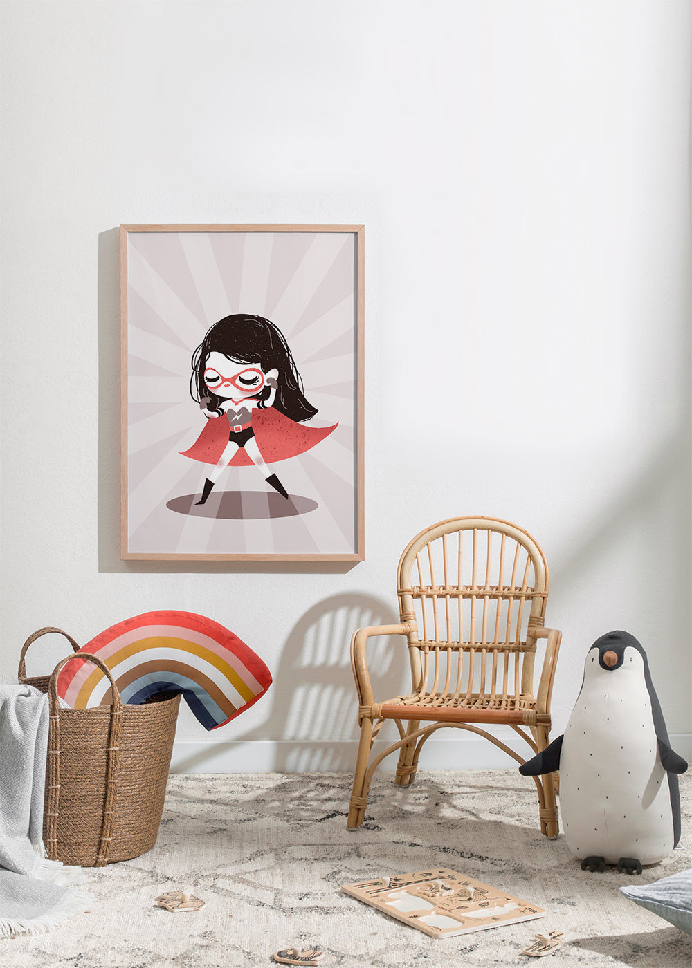 Barnposter: Superhjältinna med röd cape