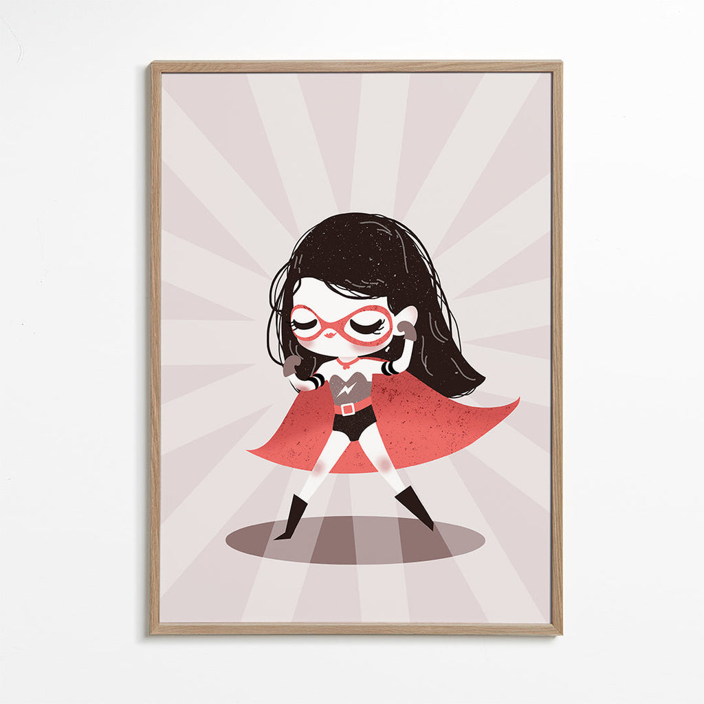 Barnposter: Superhjältinna med röd cape