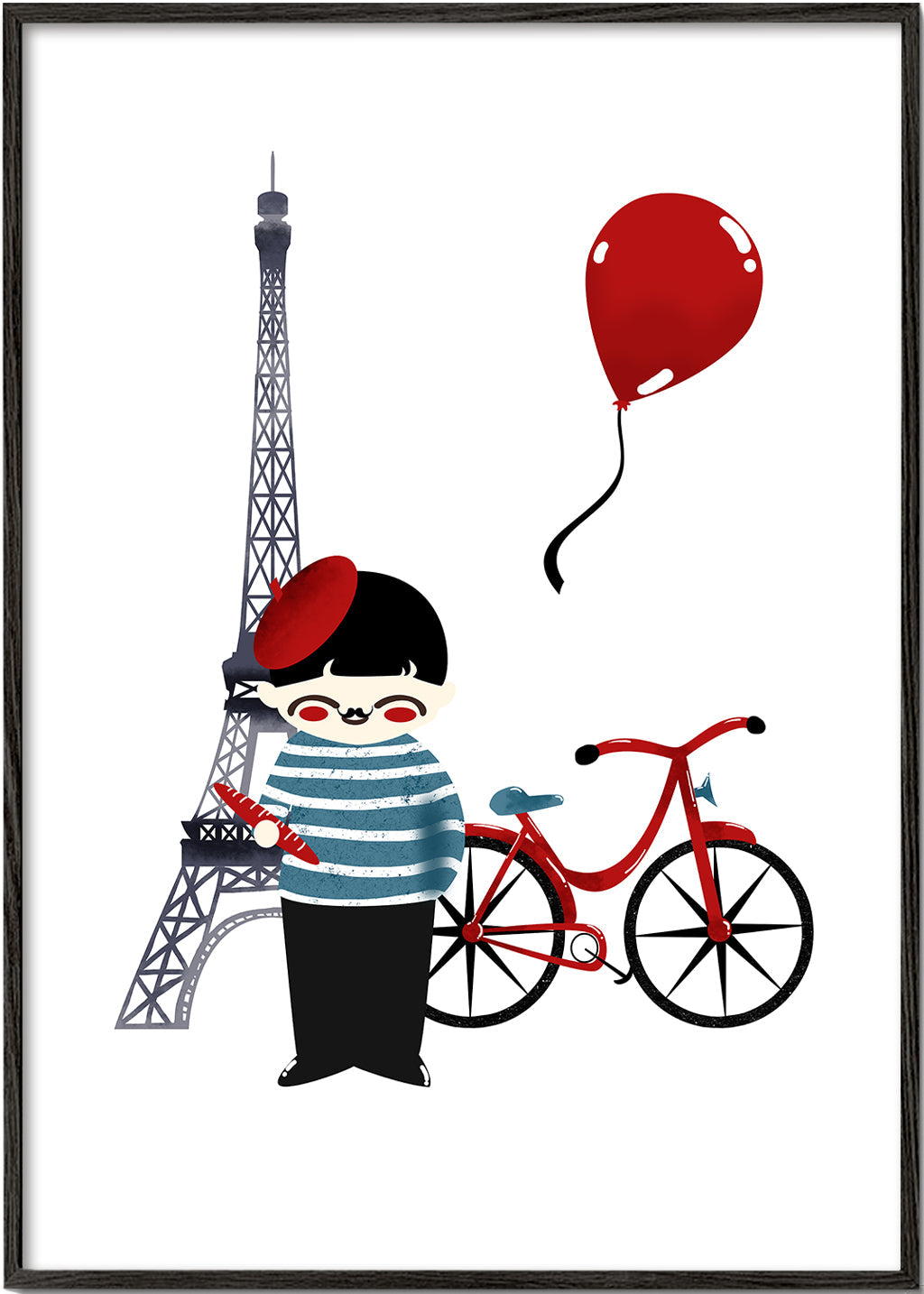 Stadskonst: Paris illustration med röd cykel