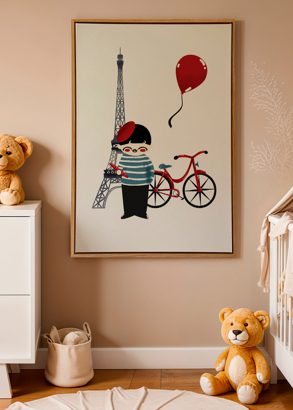 Stadskonst: Paris illustration med röd cykel