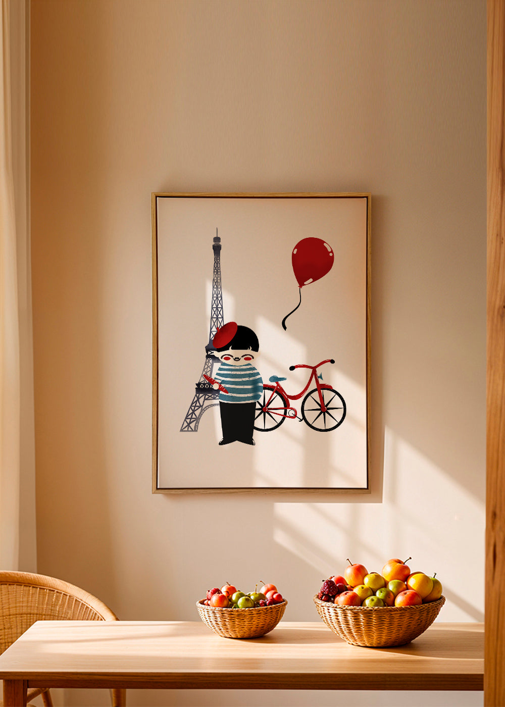 Stadskonst: Paris illustration med röd cykel