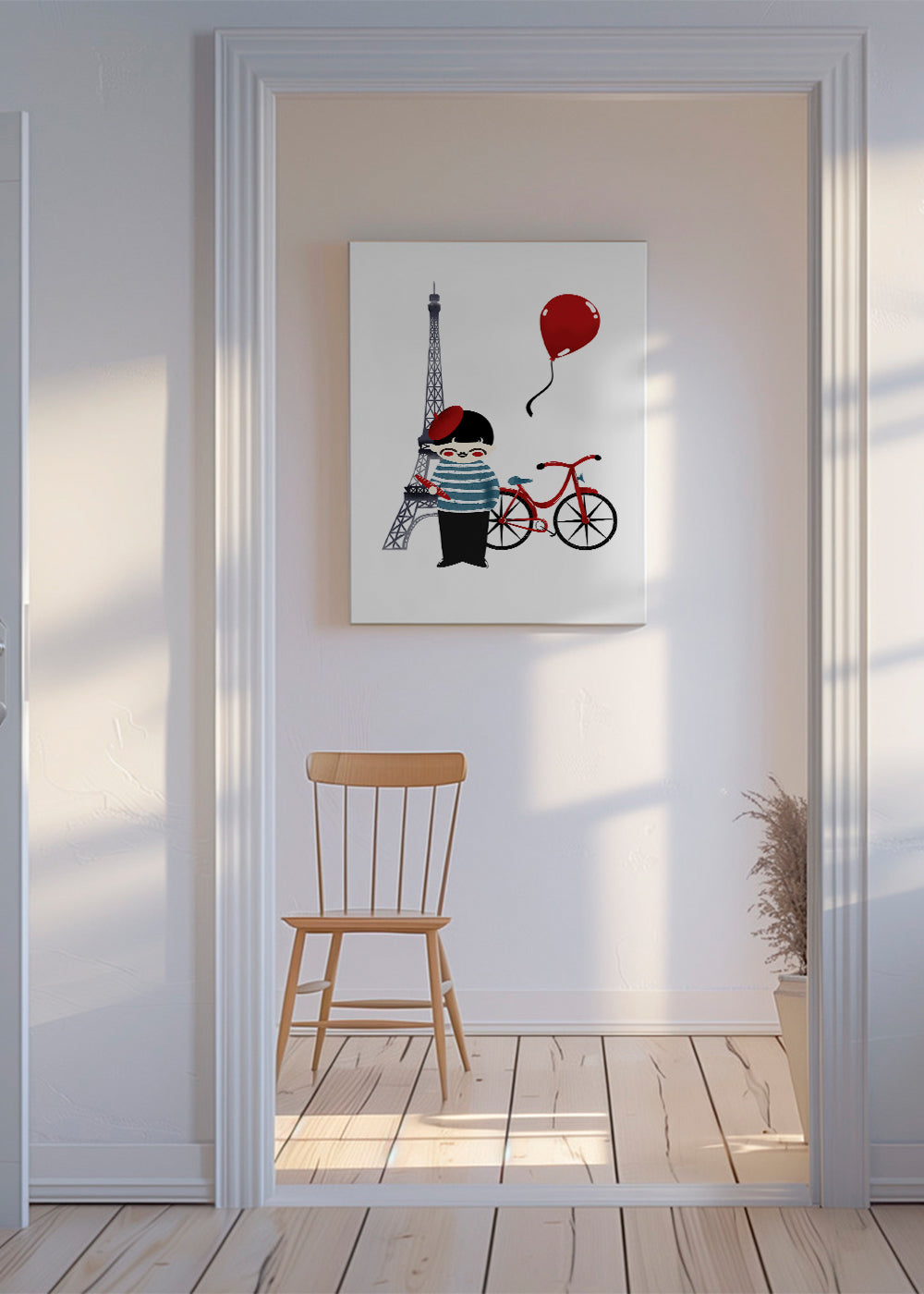 Stadskonst: Paris illustration med röd cykel