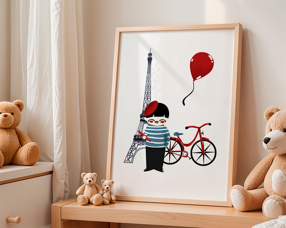 Stadskonst: Paris illustration med röd cykel