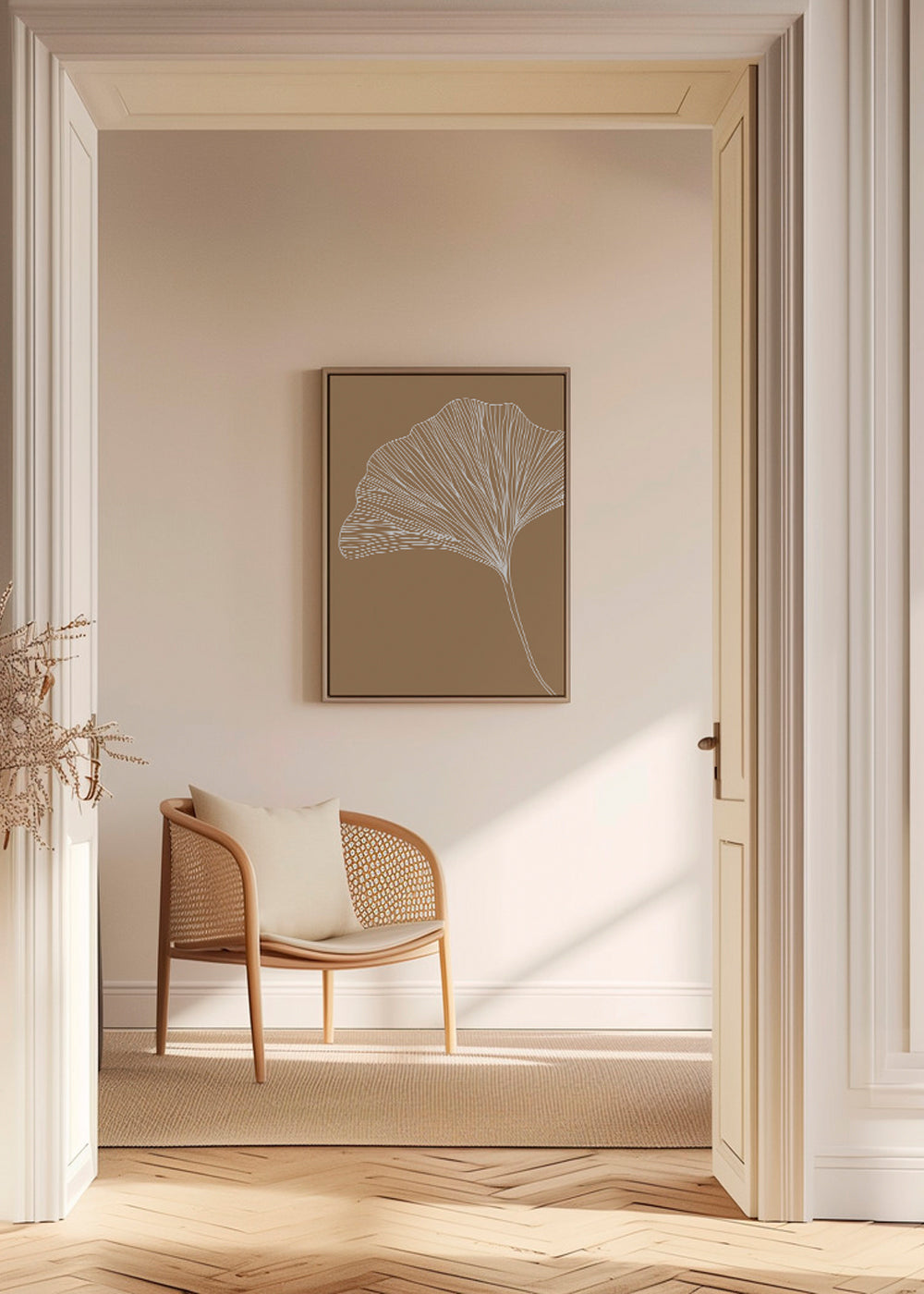 Botanisk poster med ginkgo-blad