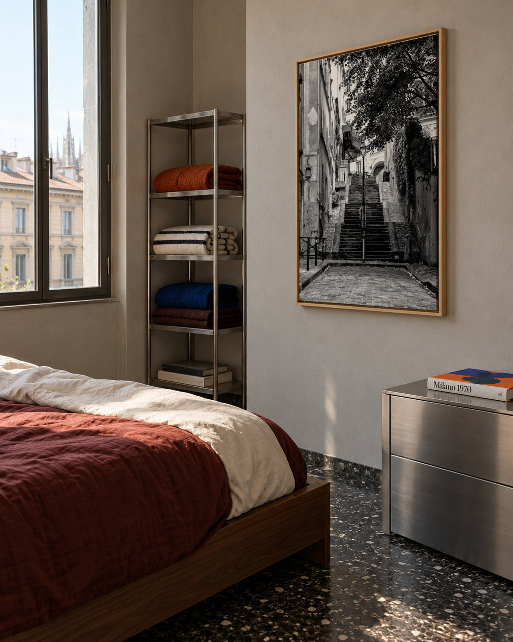 Black Montmartre - French Street - Framed canvas in an interior