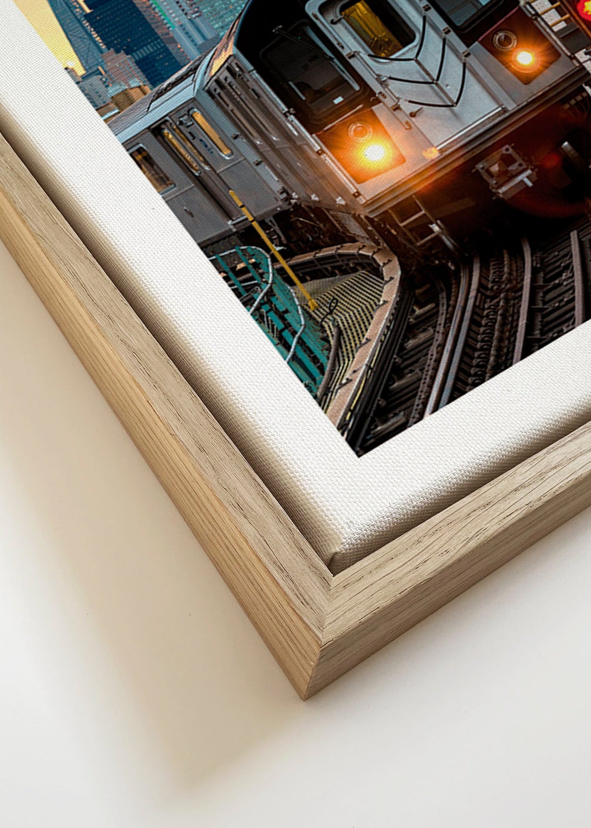 Reseaffisch: Tunnelbana 7 i solnedgången – Canvas detail
