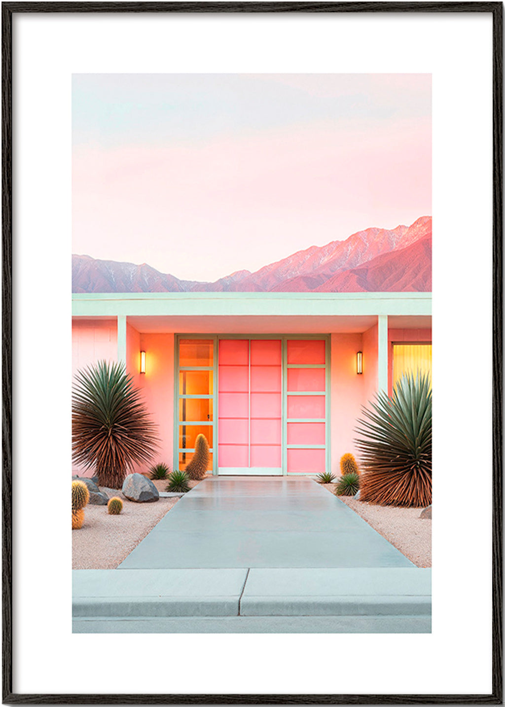Botanisk poster Palm Springs rosa – Black Frame