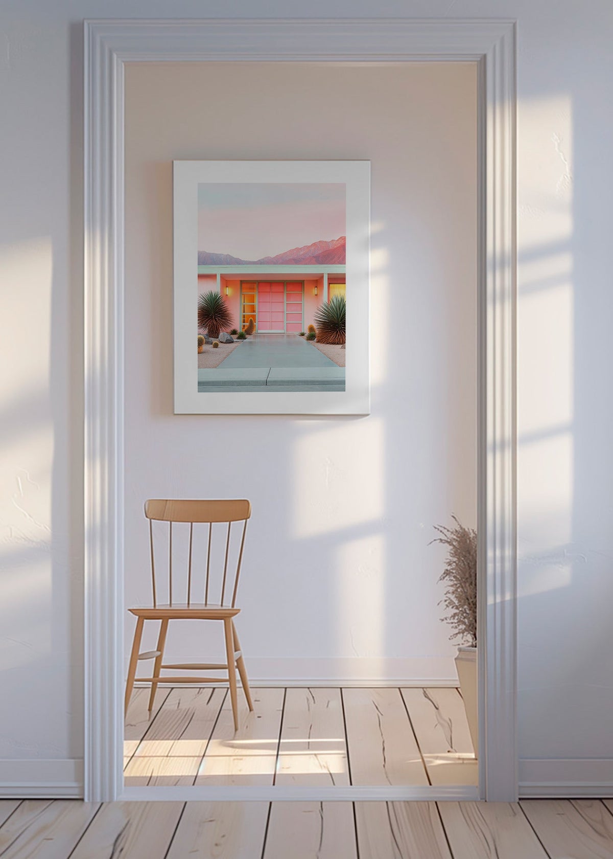 Botanisk poster Palm Springs rosa – Canvas