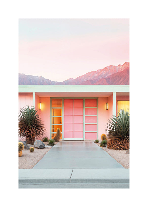 Botanisk poster Palm Springs rosa