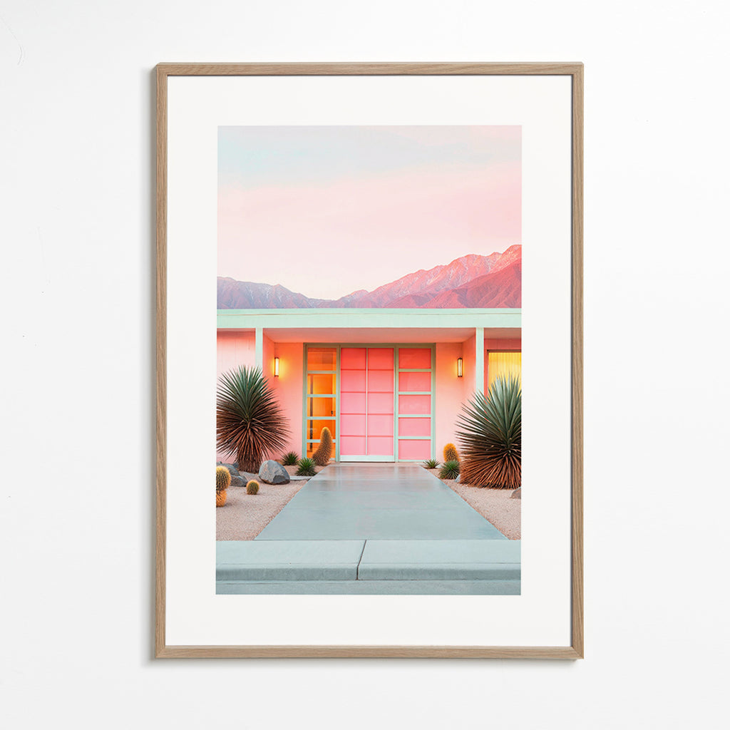 Botanisk poster Palm Springs rosa – Oak Frame