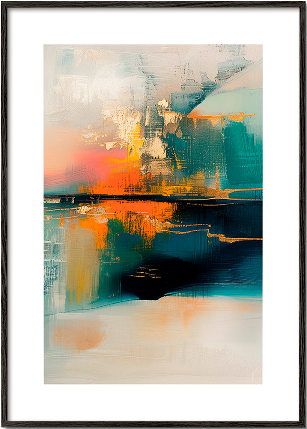 Abstrakt konstverk med vattenreflektioner – Black Frame