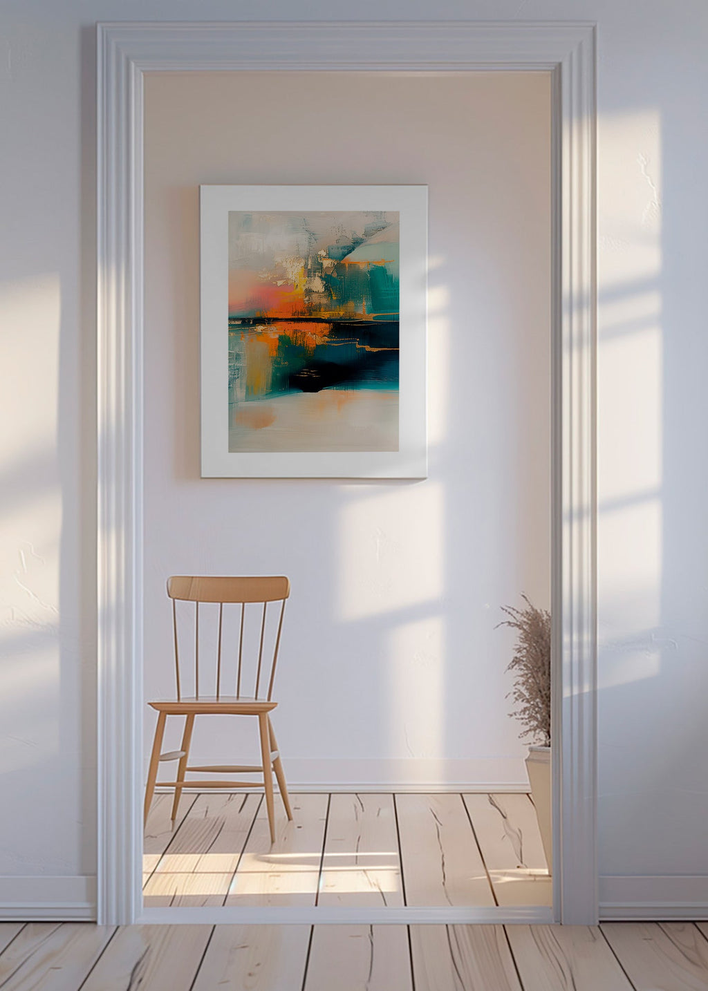 Abstrakt konstverk med vattenreflektioner – Canvas
