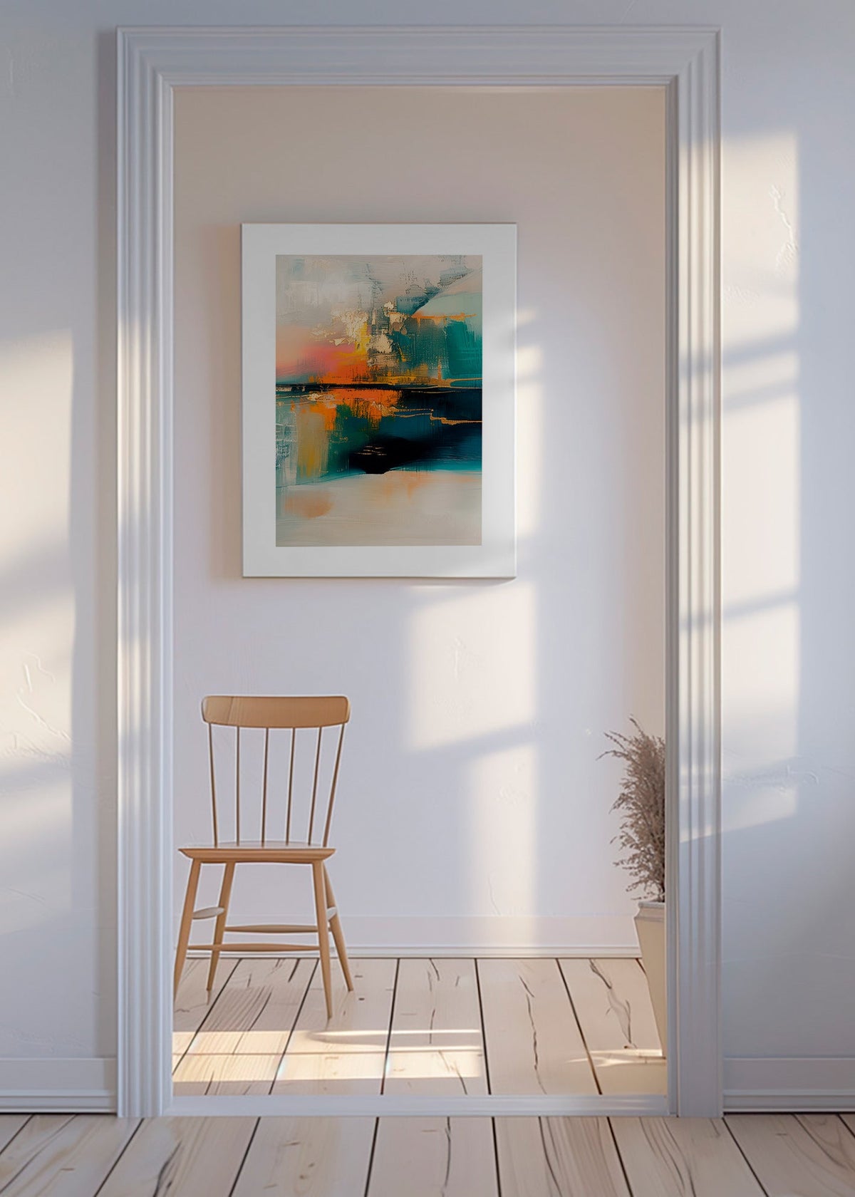 Abstrakt konstverk med vattenreflektioner – Canvas