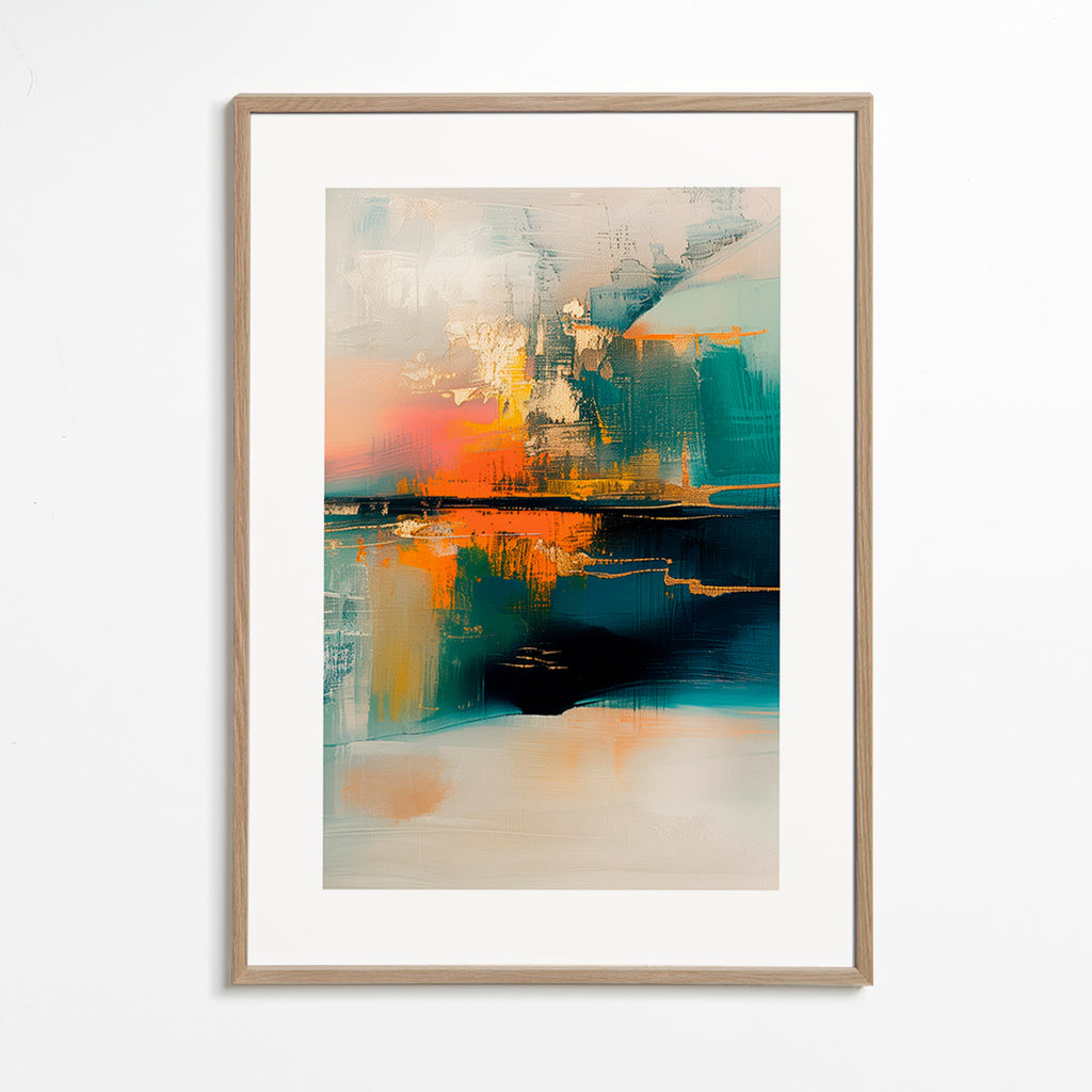 Abstrakt konstverk med vattenreflektioner – Oak Frame