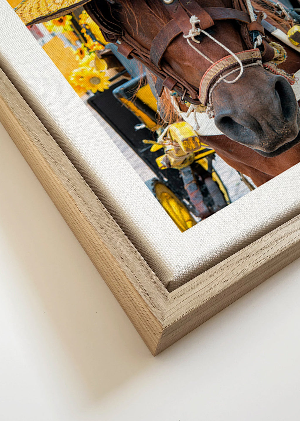 Häst med gul hatt – Canvas detail
