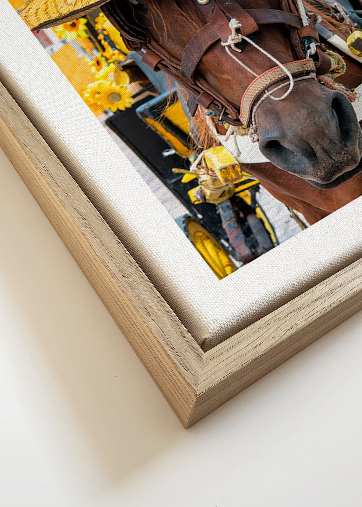 Häst med gul hatt – Canvas detail