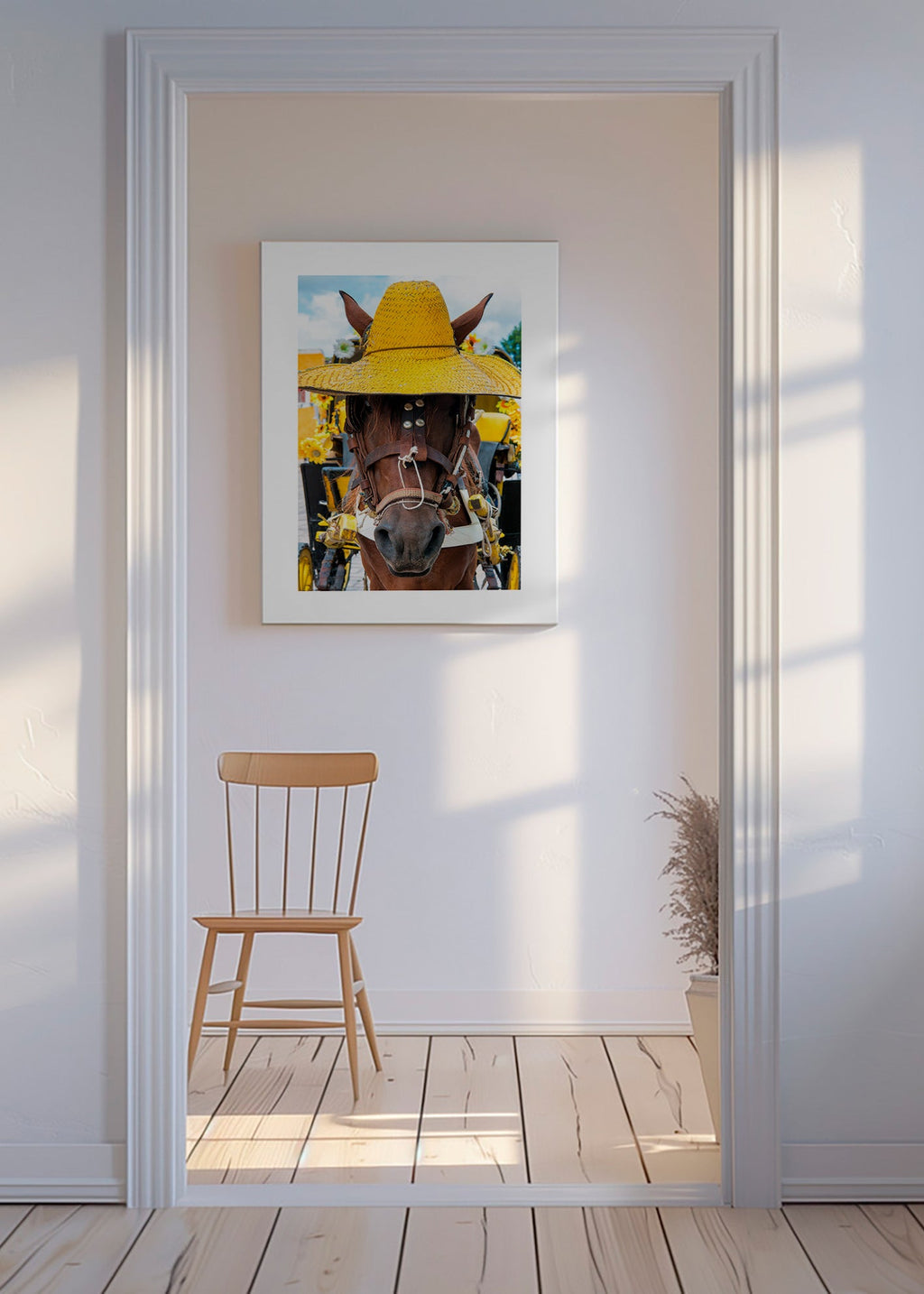Häst med gul hatt – Canvas