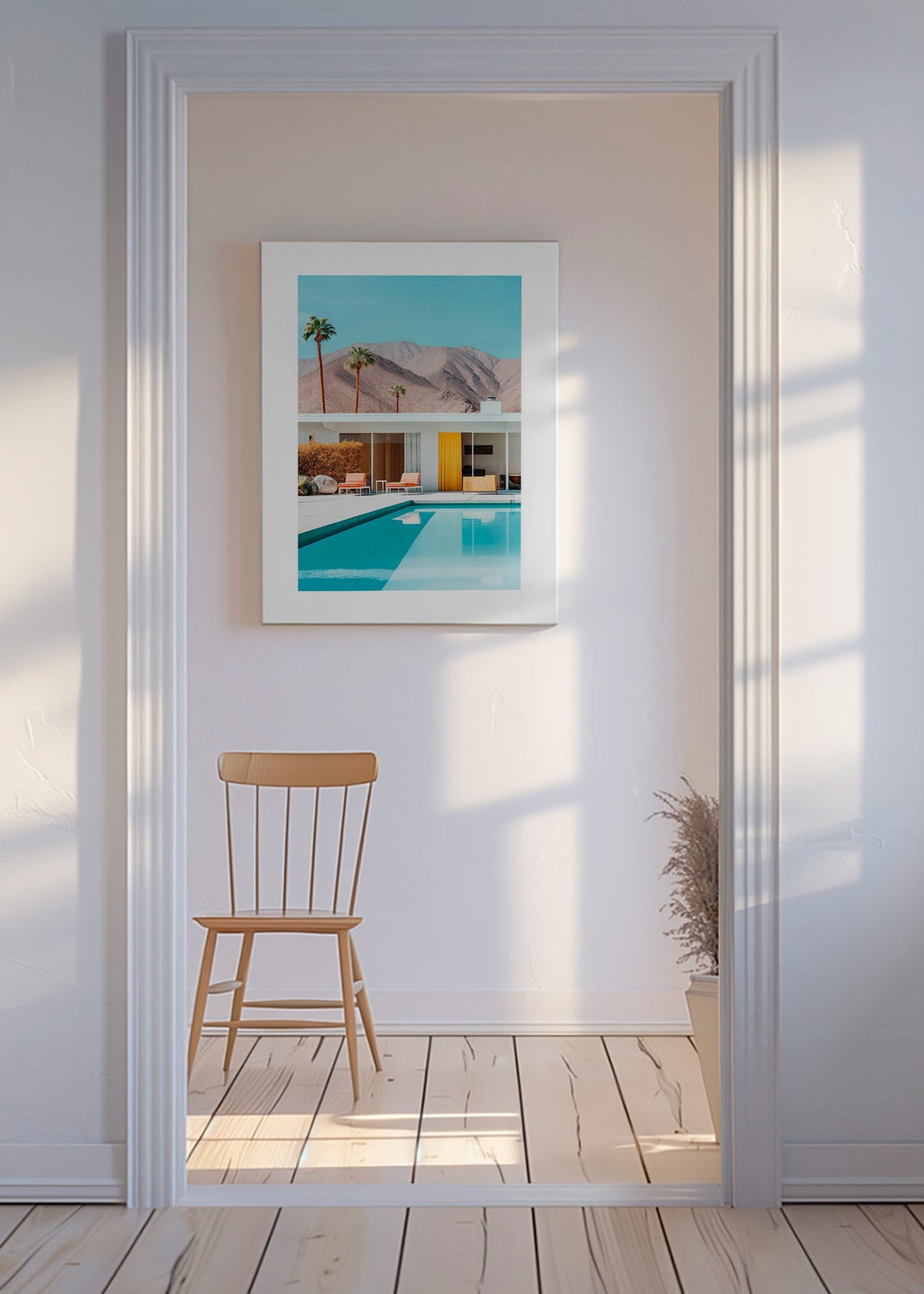 Landskapstavla med pool och palmer – Canvas