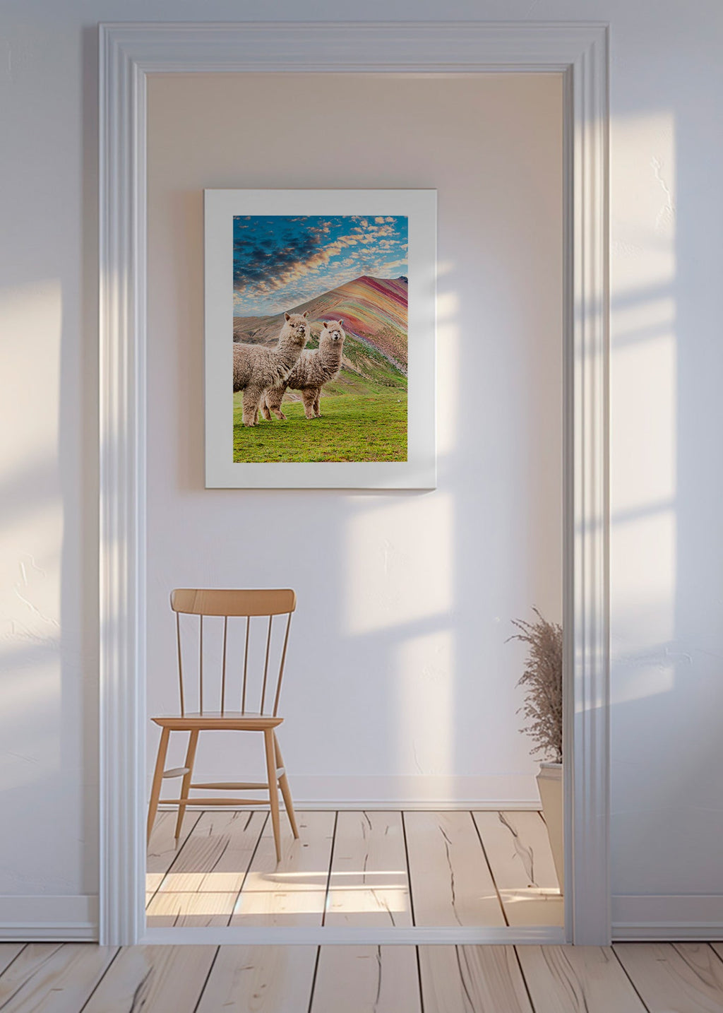 Konstverk alpaka vid regnbågsberget – Canvas