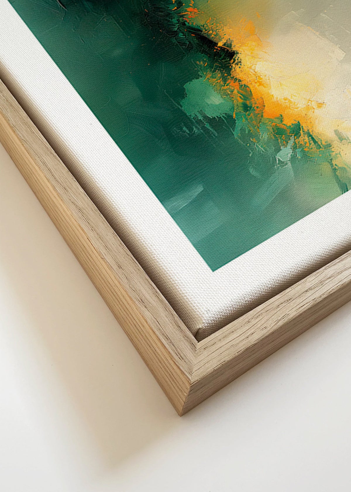 Abstrakt verk i grönt och guld - Skymning – Canvas detail