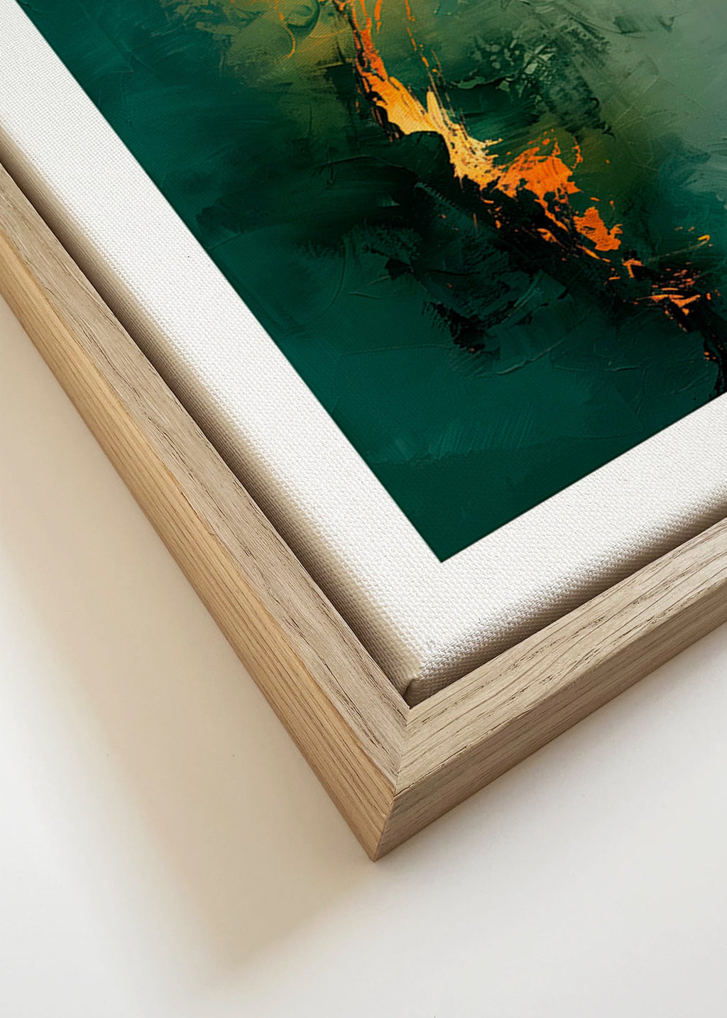 Abstrakt verk med vertikala gröna strimmor – Canvas detail