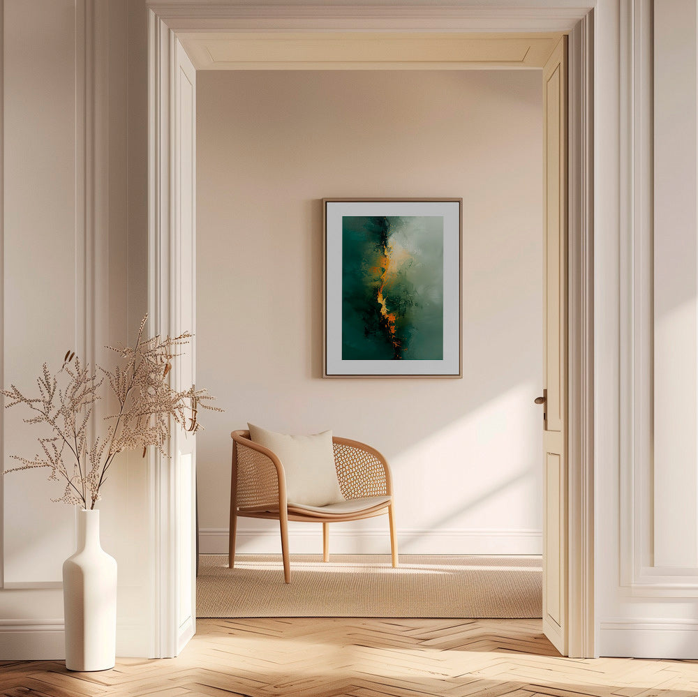 Abstrakt verk med vertikala gröna strimmor – Canvas2