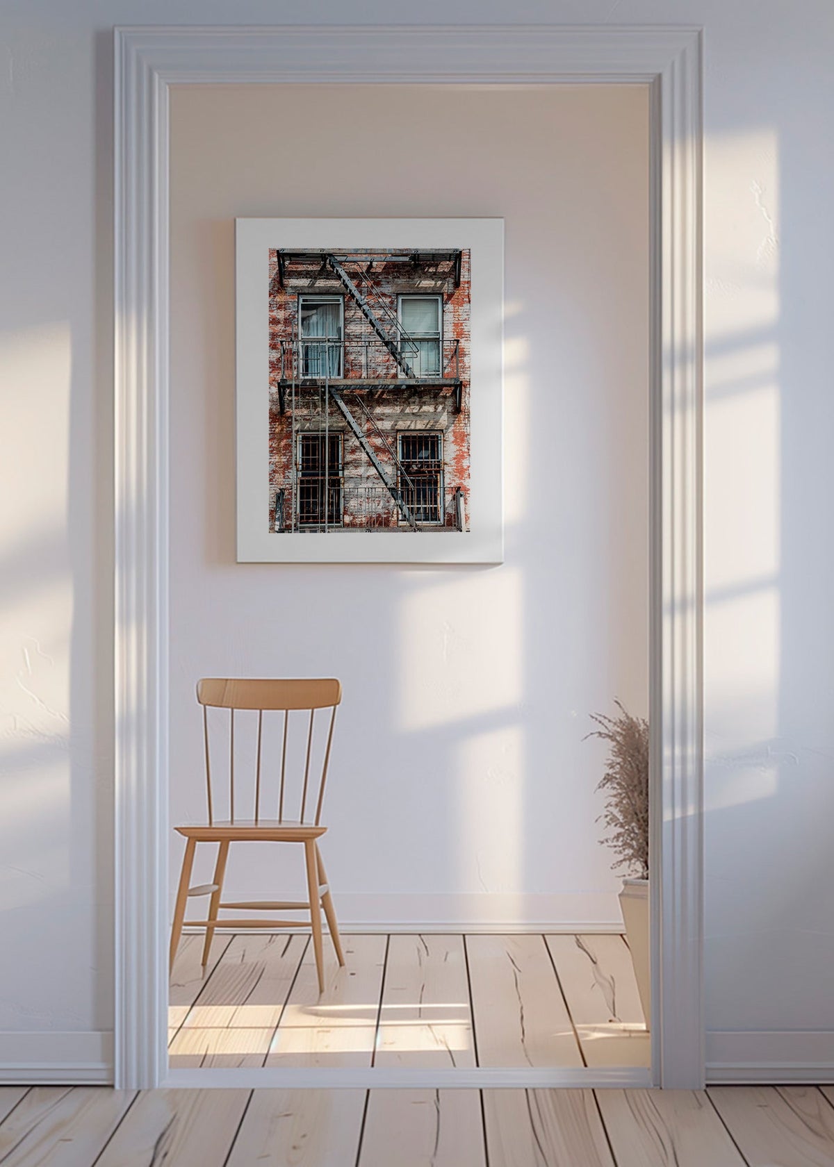 Fotografi av fasad med nödtrappa – Canvas
