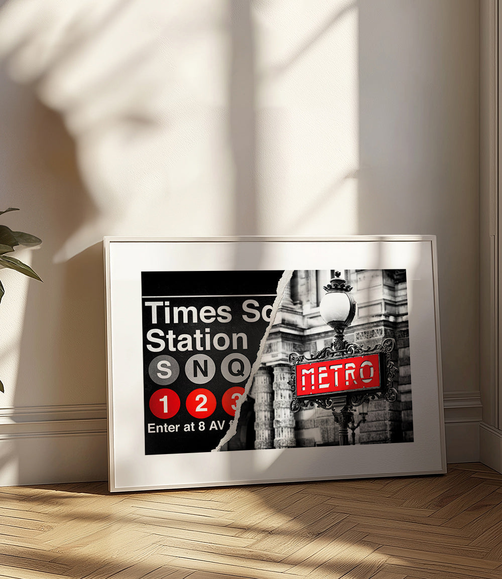 Reseaffisch med röd Metro-skylt – Product2