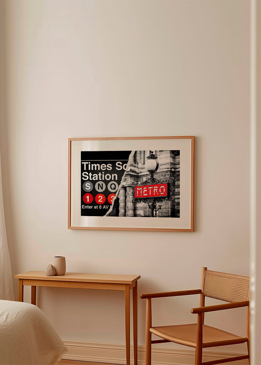 Reseaffisch med röd Metro-skylt – Product3