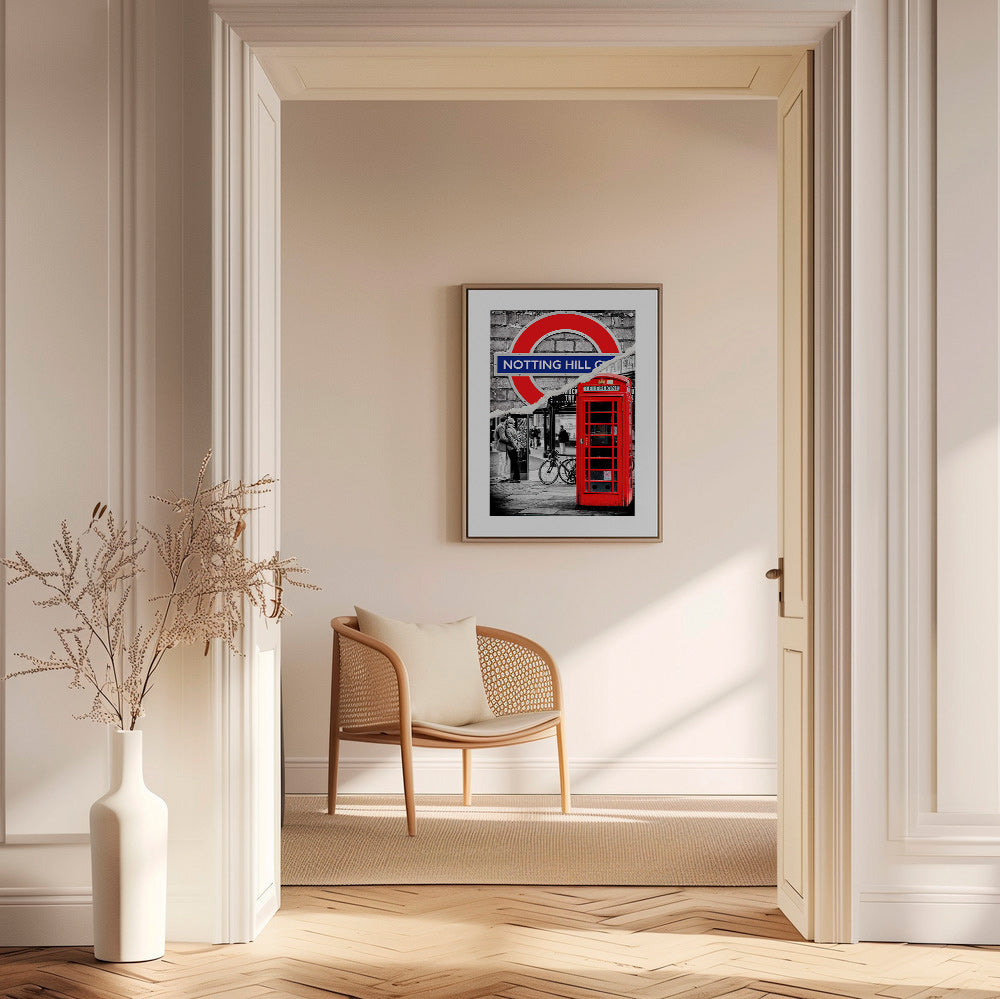 Kökskonst? Stadskonst med röd telefonkiosk Notting Hill – Canvas2