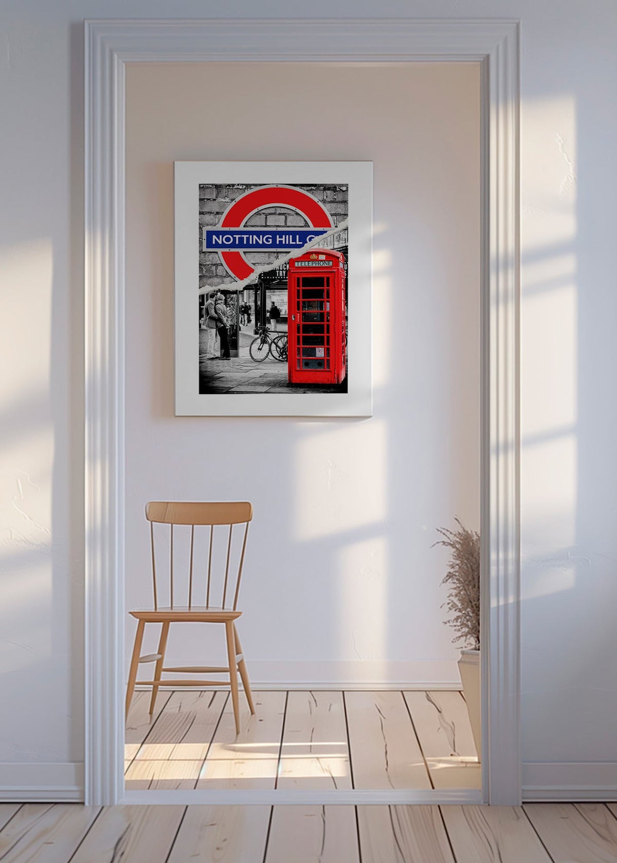 Kökskonst? Stadskonst med röd telefonkiosk Notting Hill – Canvas