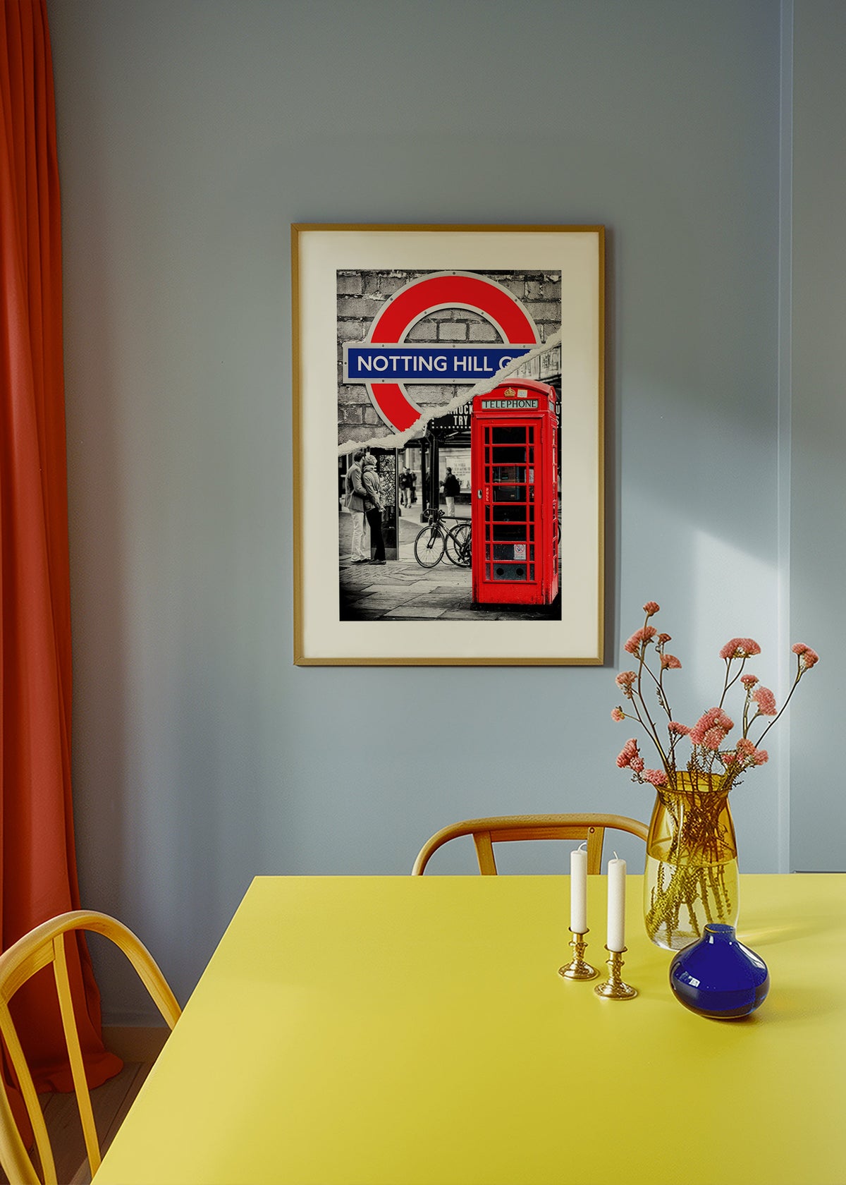 Kökskonst? Stadskonst med röd telefonkiosk Notting Hill – Product3
