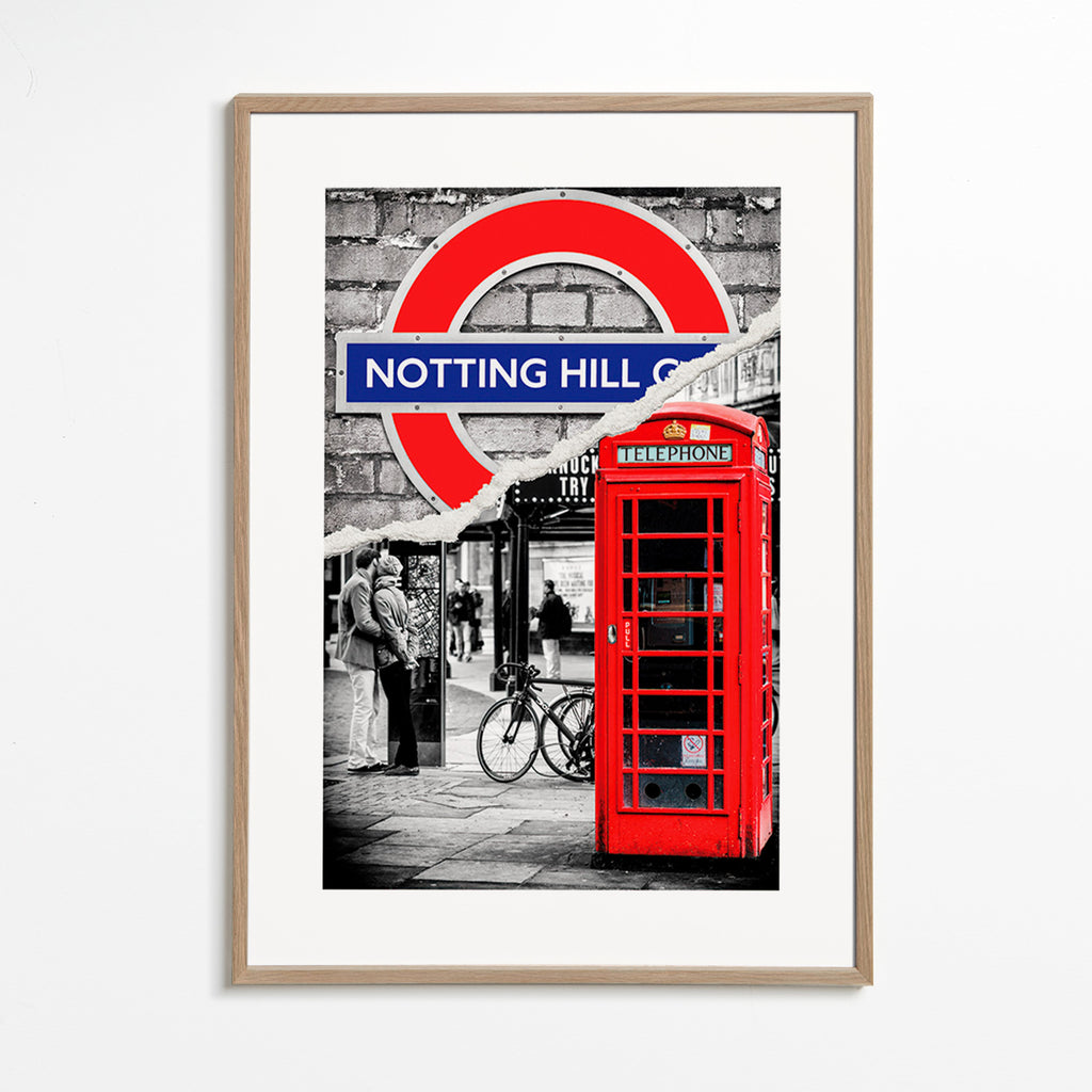 Kökskonst? Stadskonst med röd telefonkiosk Notting Hill – Oak Frame