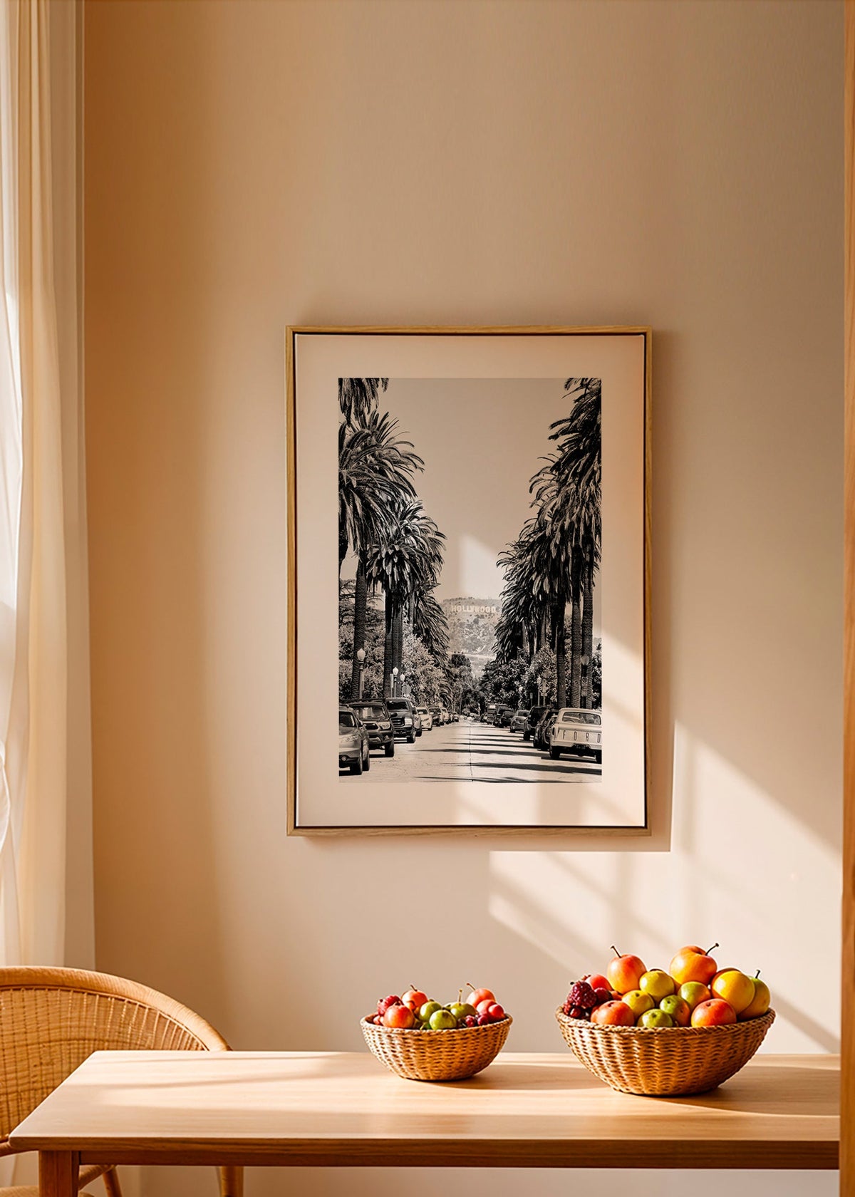 Reseaffisch Hollywood palmgata i svartvitt – Canvas2
