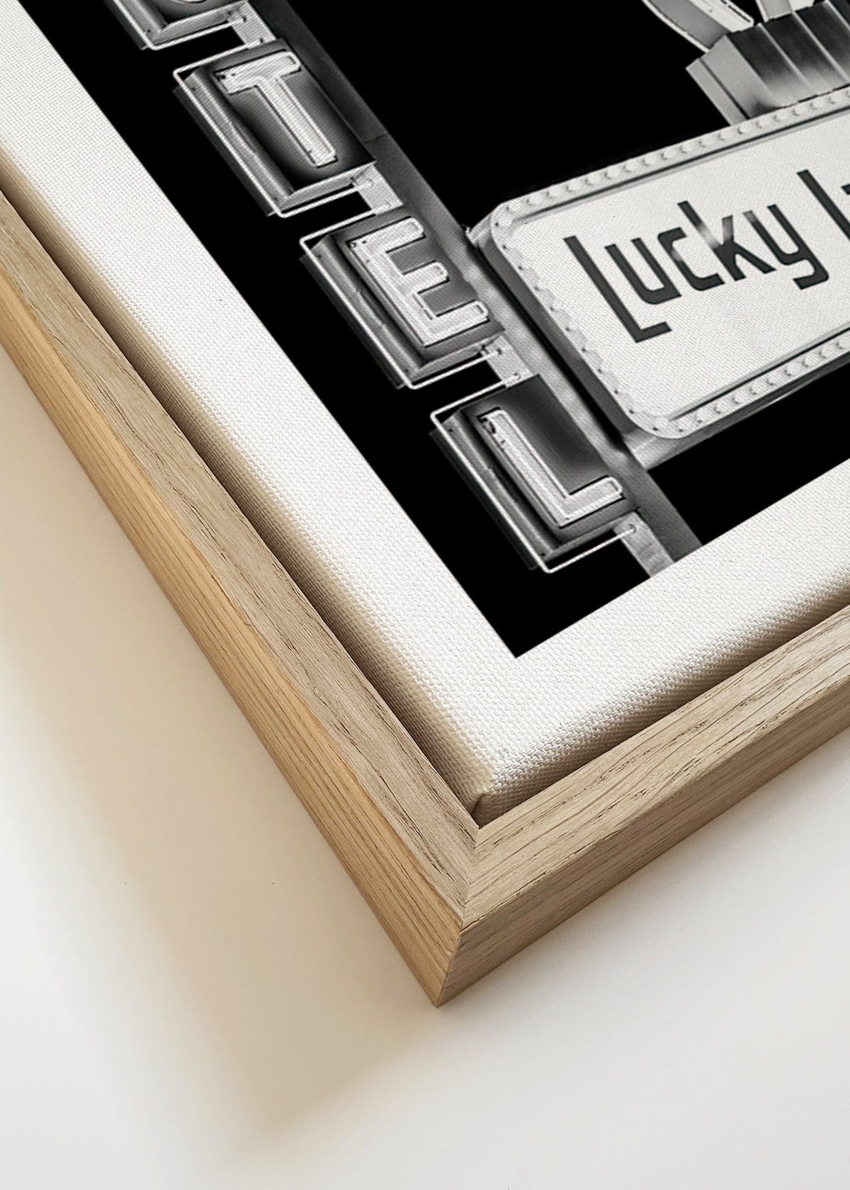 Fotografi Lucky Lady motell neonskylt – Canvas detail