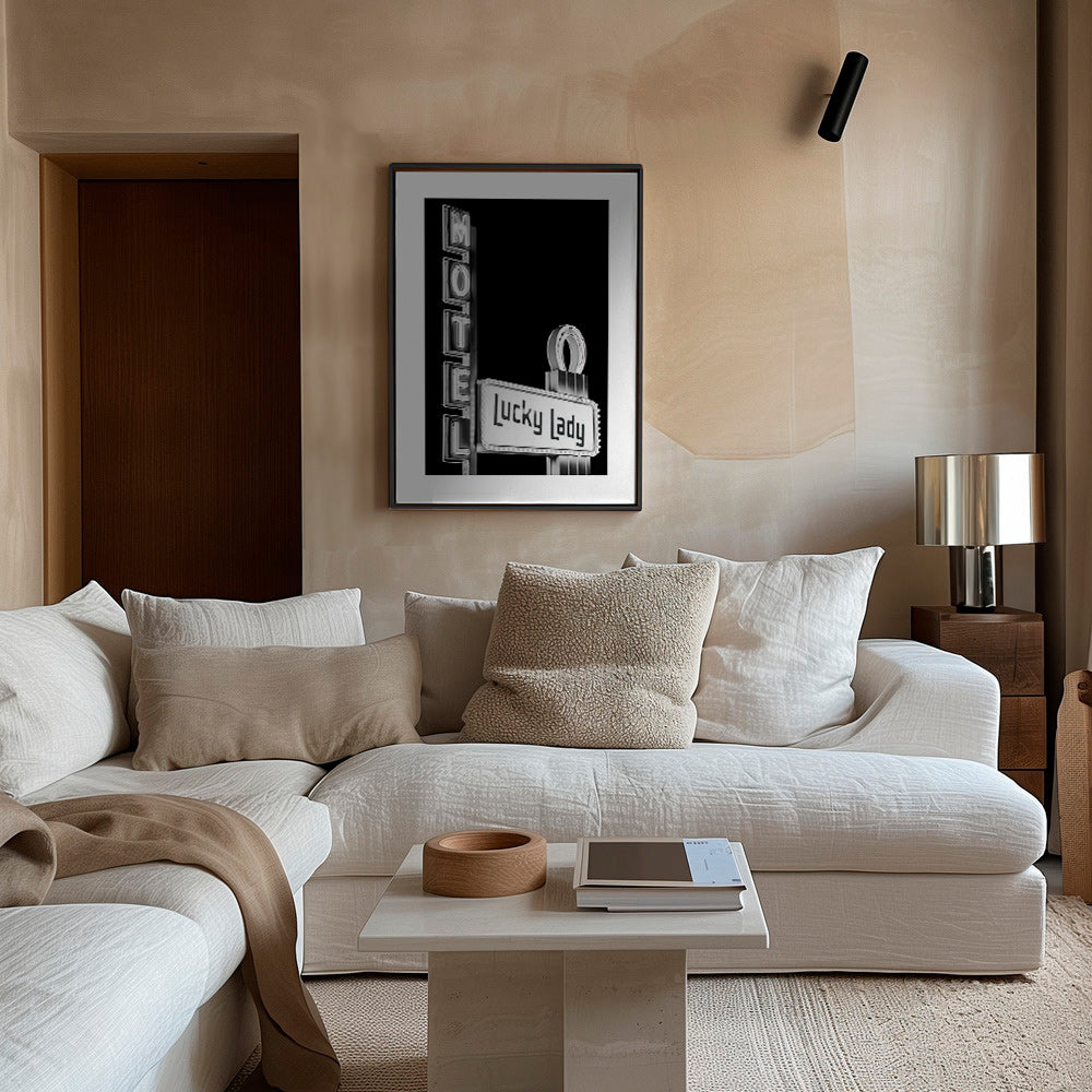 Fotografi Lucky Lady motell neonskylt – Canvas2