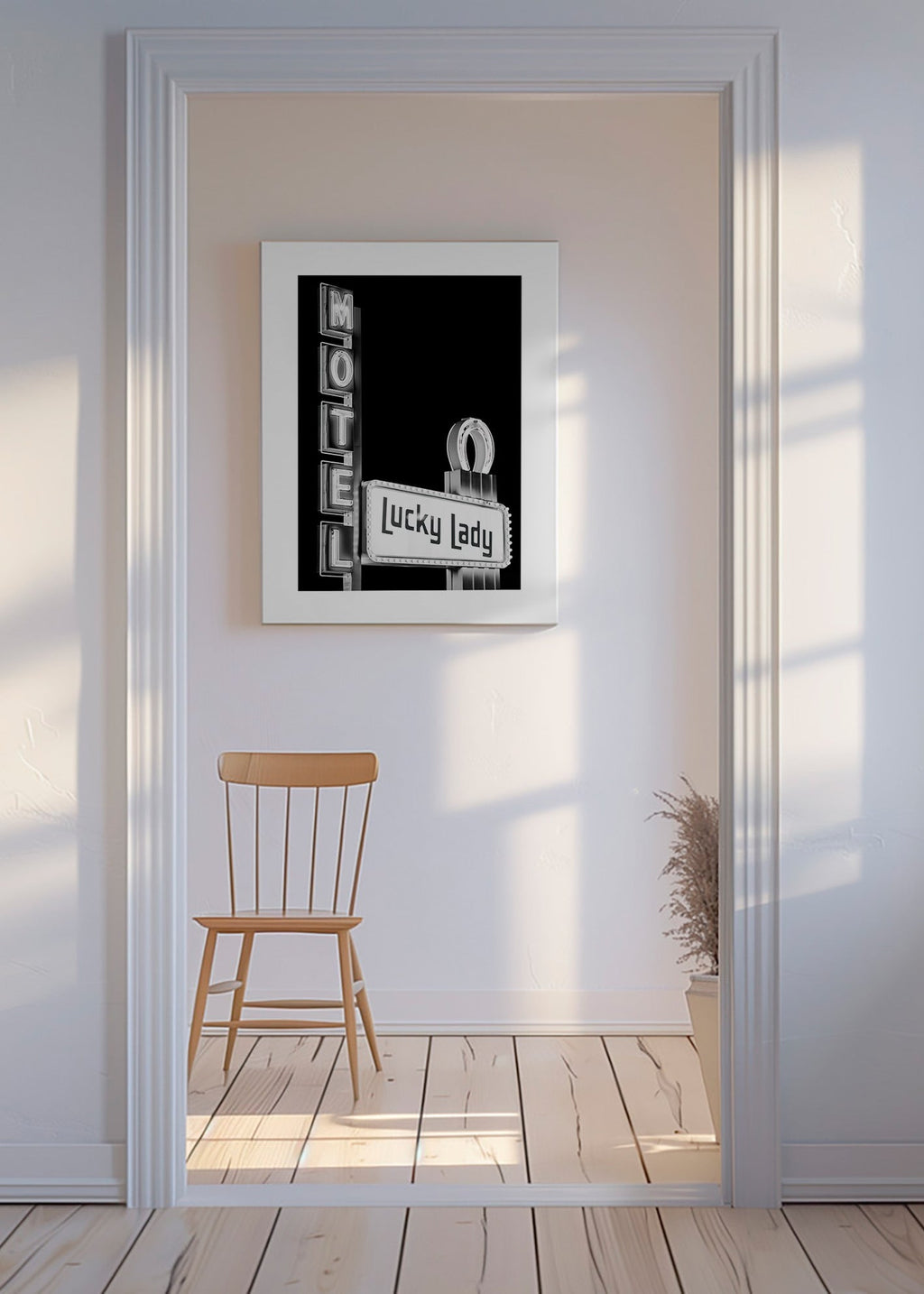 Fotografi Lucky Lady motell neonskylt – Canvas