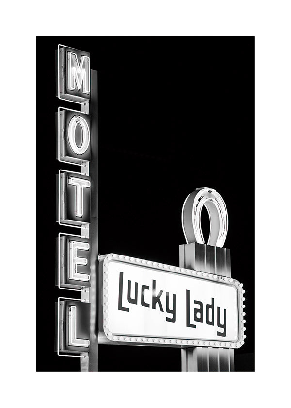 Fotografi Lucky Lady motell neonskylt