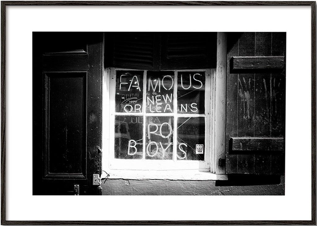 Kökskonst: New Orleans-skylt i svartvitt – Black Frame