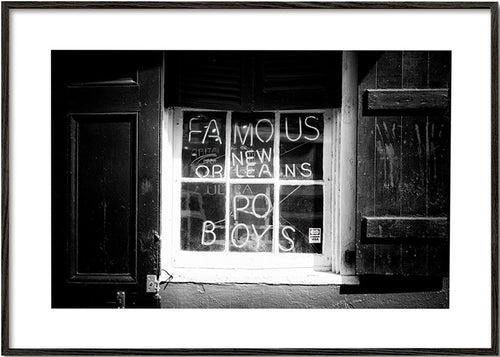 Kökskonst: New Orleans-skylt i svartvitt – Black Frame