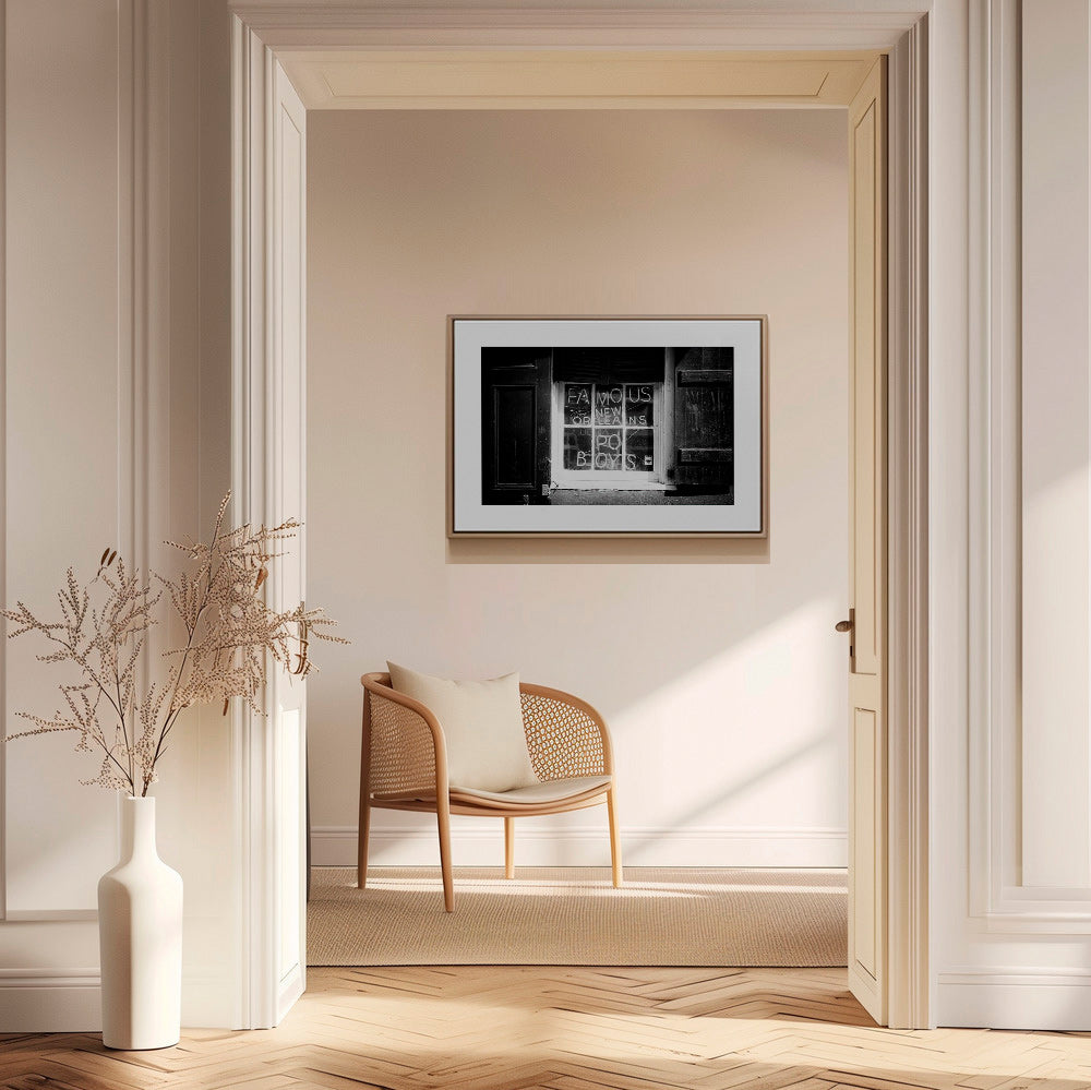 Kökskonst: New Orleans-skylt i svartvitt – Canvas1