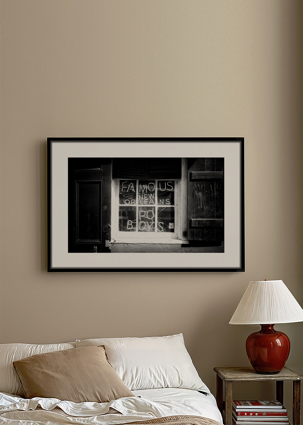 Kökskonst: New Orleans-skylt i svartvitt – Canvas2